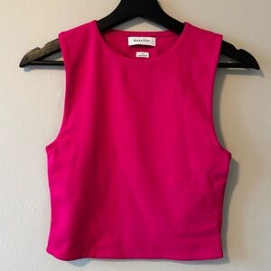Aritzia Babaton Sculpt Knit squareneck Top S Fuchsia